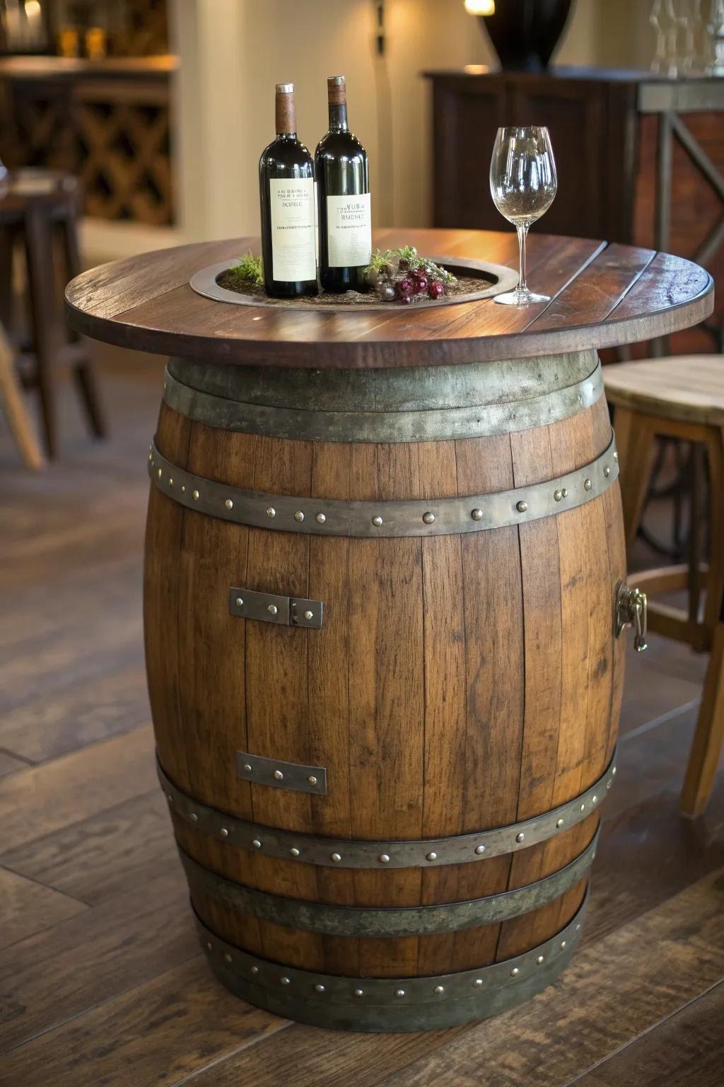Table cocktail tonneau / Barrel Cocktail Table